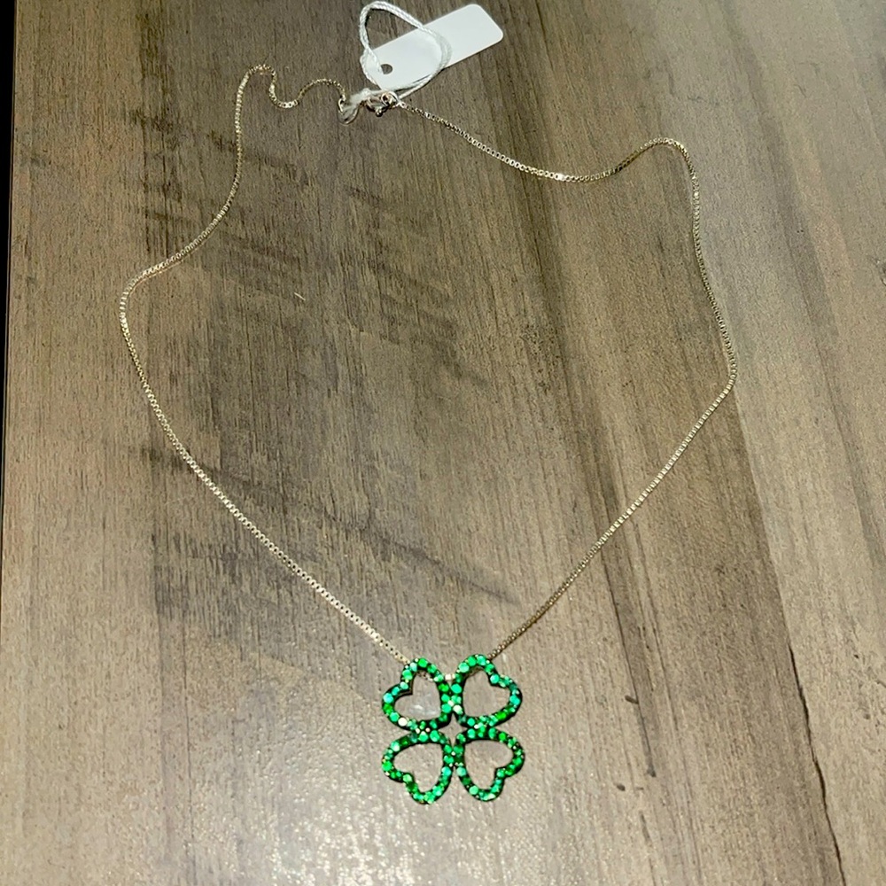 COPY - Sterling Silver 4-Leaf Clover Slide and Sterling Box Chain